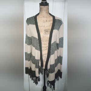 Extra Touch Women's 2X Open Front Long Sleeve Sweater Cardigan